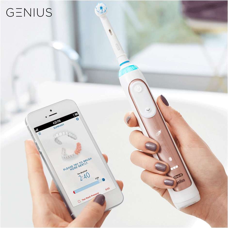 Oral-B Genius 8600 Spazzolino Elettrico Ricaricabile Bluetooth con Sensore Pressione Silver
