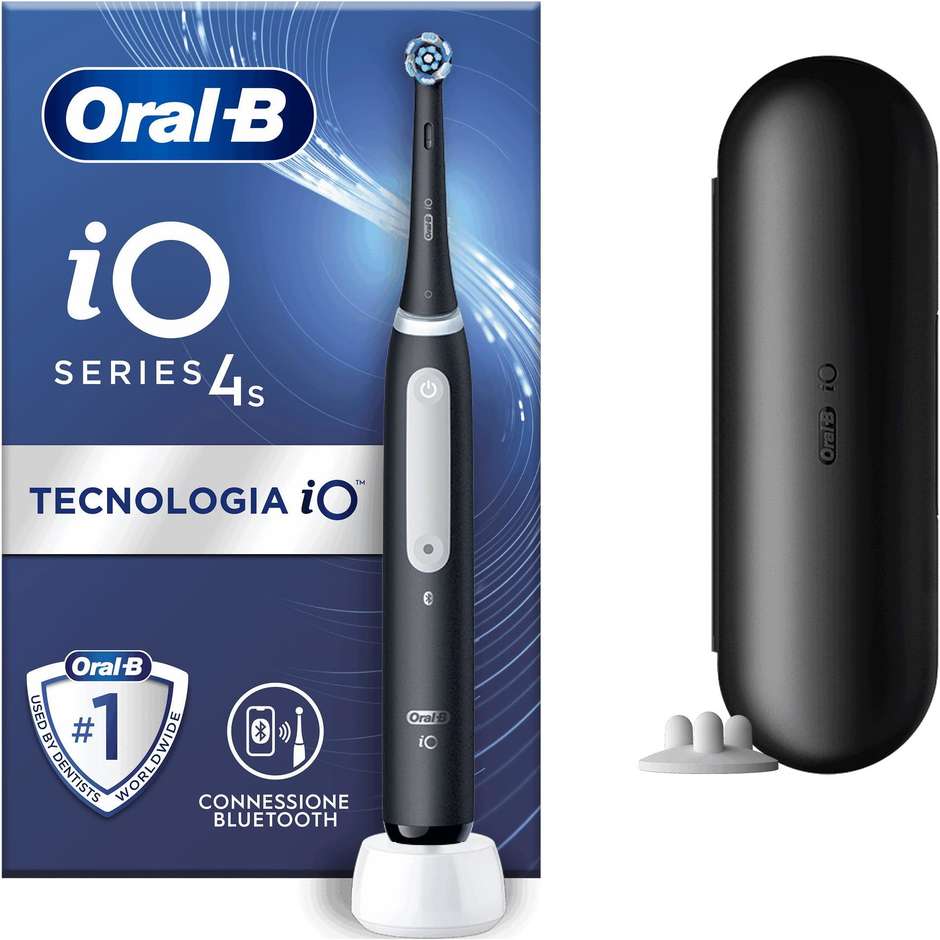 Oral-B iO 4S spazzolino elettrico nero Bluetooth con 4 modalità e custodia rigida