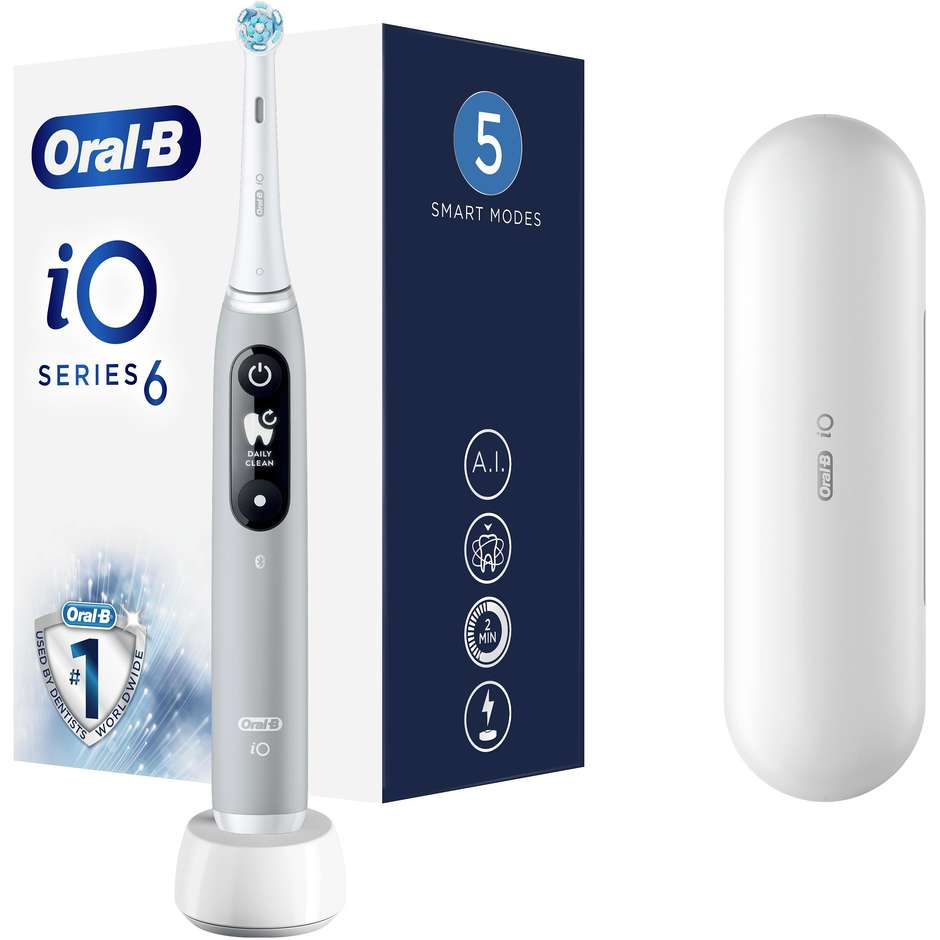 Oral-B iO 6 spazzolino elettrico Grey Opal con 5 modalità e Bluetooth