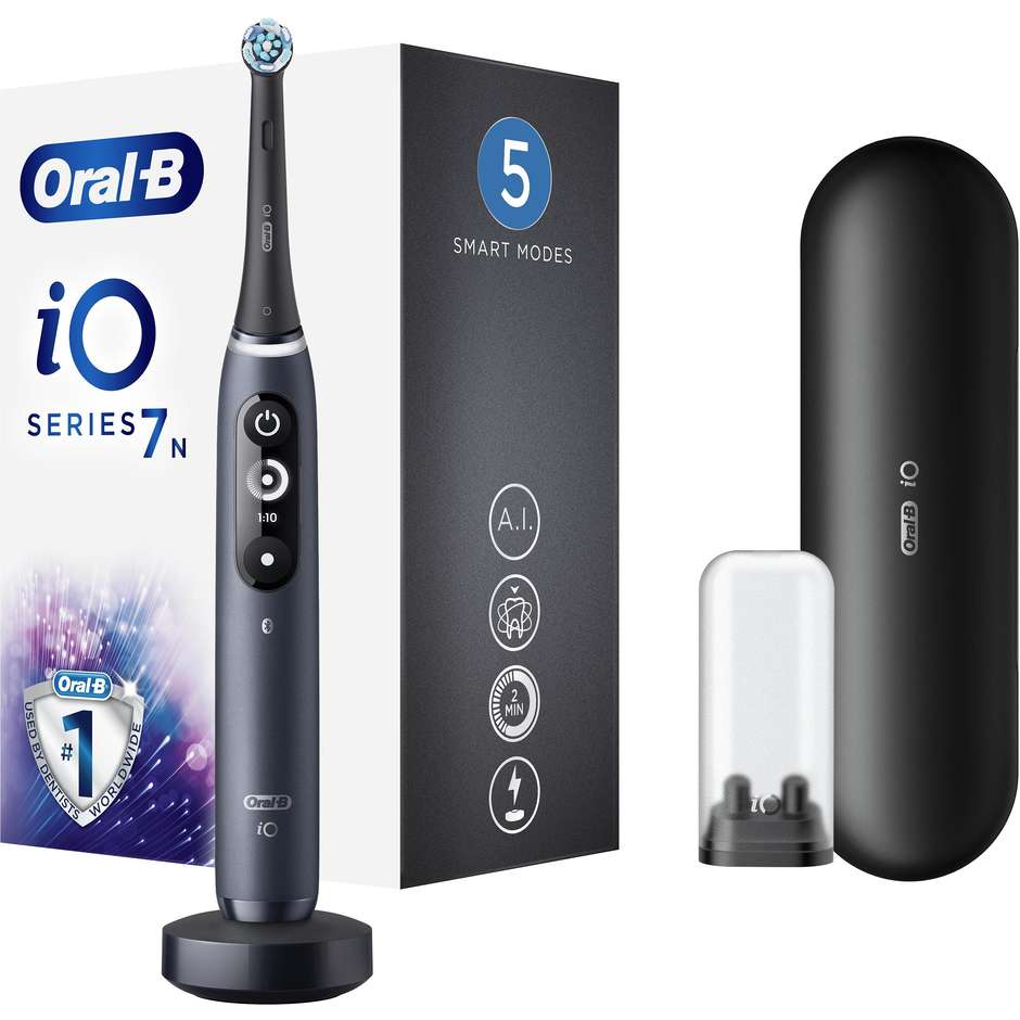 Oral-B iO 7n spazzolino elettrico nero con 5 modalità e display bianco e nero