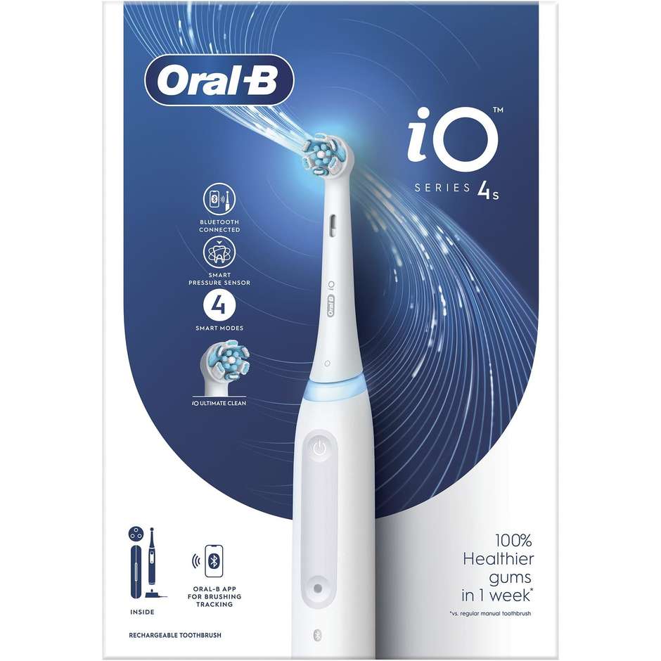 Oral-B iO Series 4 Spazzolino Elettrico Magnetico con Sensore Pressione Smart Bianco