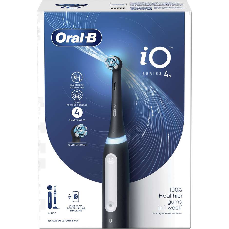 Oral-B iO Series 4 Spazzolino Elettrico Magnetico con Sensore Pressione Smart Nero