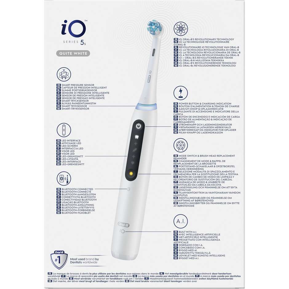 Oral-B iO Series 5 Spazzolino Elettrico Magnetico Intelligente con Connessione Bluetooth Bianco