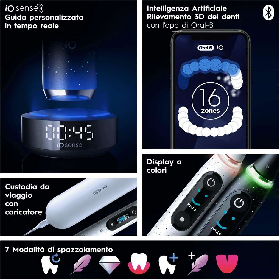 Oral-B iO Spazzolino Elettrico Ricaricabile 1 Testina + Custodia Da Viaggio ricaricabile Colore Bianco