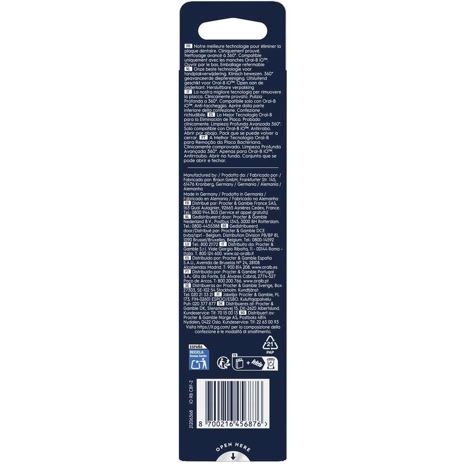 Oral-B iO Ultimate Clean Black, 2 testine di ricambio nere