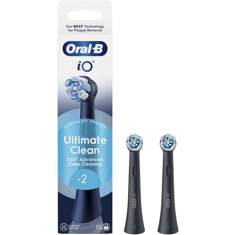 Oral-B iO Ultimate Clean Black, 2 testine di ricambio nere