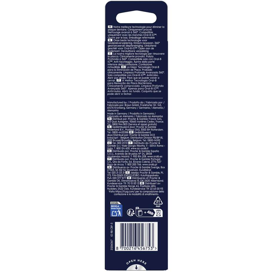 Oral-B iO Ultimate Clean Testine di ricambio nere 3 pezzi