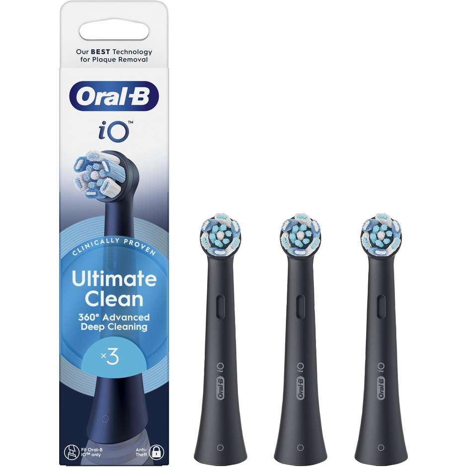 Oral-B iO Ultimate Clean Testine di ricambio nere 3 pezzi