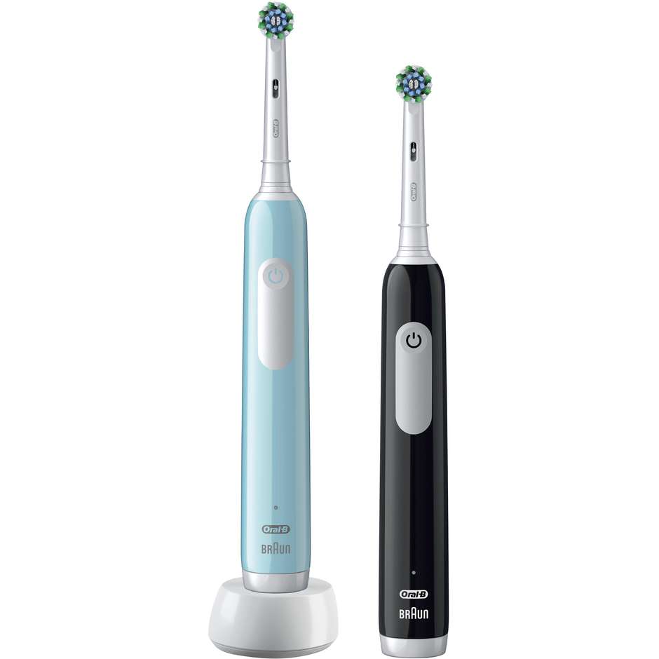 Oral-B Pro 1 PRO13DWDUOPACK Spazzolino elettrico Adulto Colore Nero, Turchese, Bianco