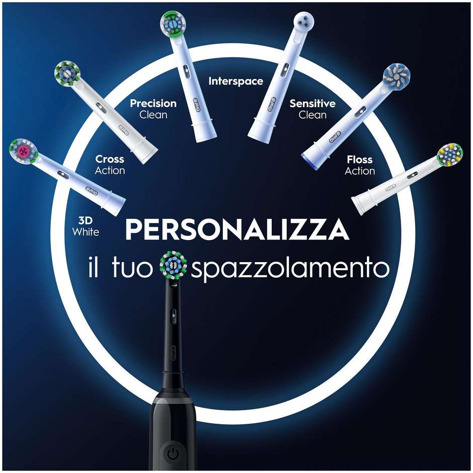 Oral-B Pro 3 Spazzolino Elettrico Ricaricabile 2 Testine, 1 Spazzolino Colore Nero