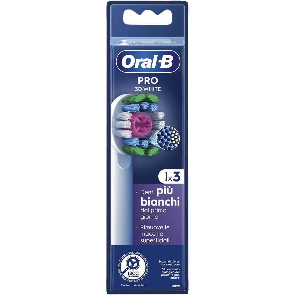 Oral-B Pro 3D White, 3 testine di ricambio bianche