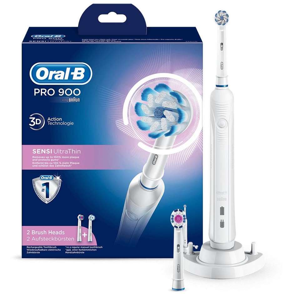 Oral-B PRO 900 Sensi UltraThin Spazzolino elettrico rotante per adulti colore bianco