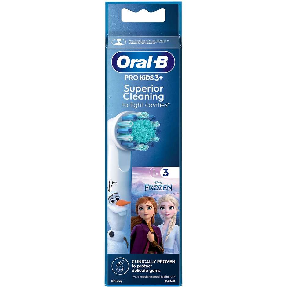 Oral-B Pro Kids Disney Frozen, 3 testine di ricambio per bambini dai 3 anni