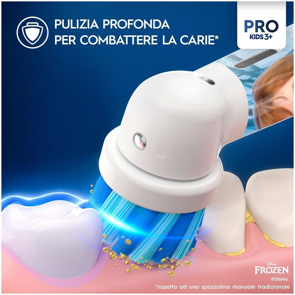 Oral-B Pro Kids, spazzolino elettrico azzurro con 2 testine
