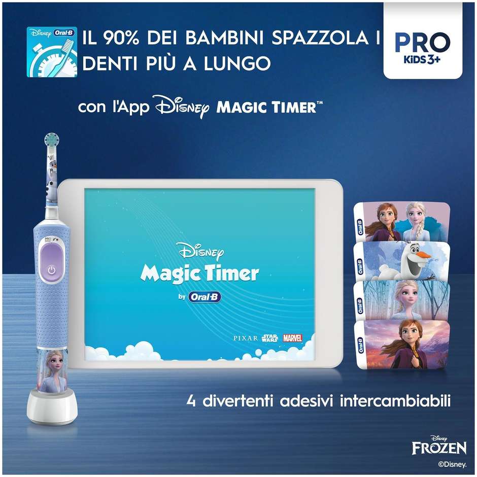 Oral-B Pro Kids Spazzolino Elettrico Ricaricabile per Bambini 3+ Azzurro