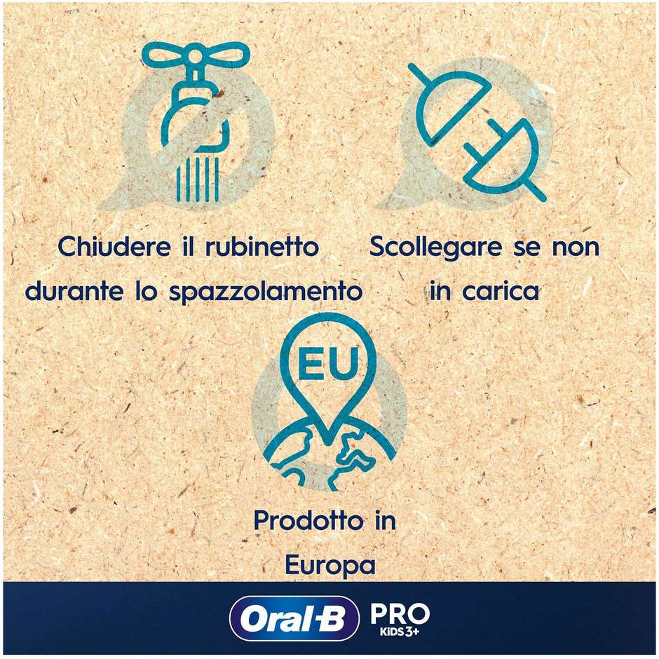 Oral-B Pro Kids Spazzolino Elettrico Ricaricabile per Bambini 3+ Azzurro