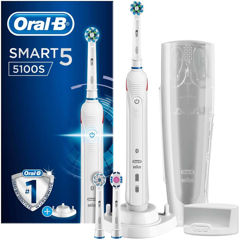 Oral-B Smart 5 5100s CrossAction Spazzolino elettrico ricaricabile 9.900 oscillazioni colore Bianco