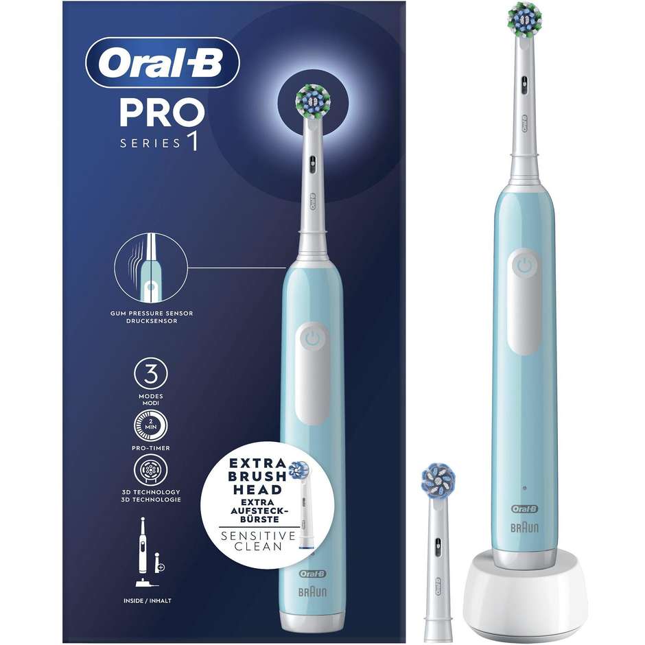 Oral-B Spazzolino Elettrico Ricaricabile Series 1 Colore Blu con 2 Testine di Ricambio, 1 Spazzolino