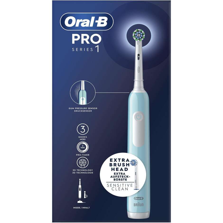 Oral-B Spazzolino Elettrico Ricaricabile Series 1 Colore Blu con 2 Testine di Ricambio, 1 Spazzolino