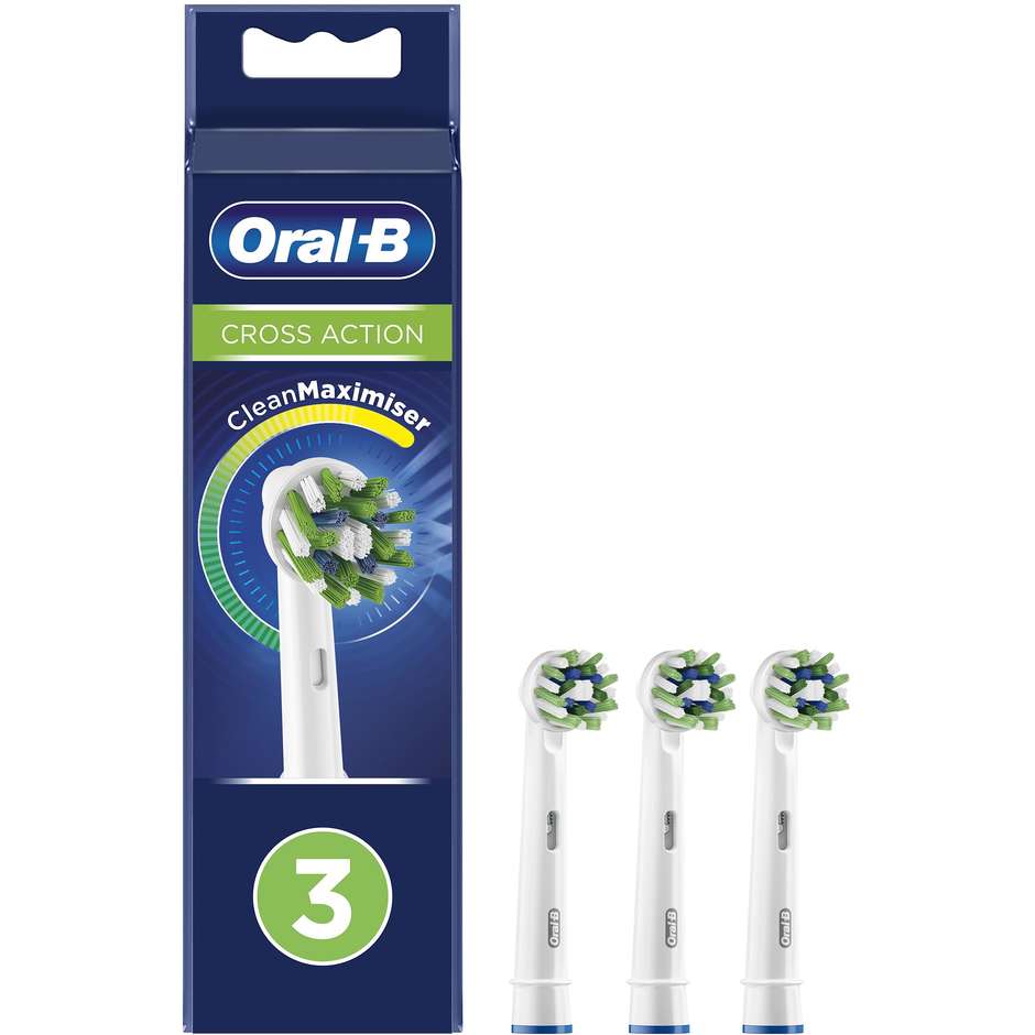Oral-B Testine di Ricambio CrossAction EB50 Confezione da 3 Pezzi con Setole Angolate 16°