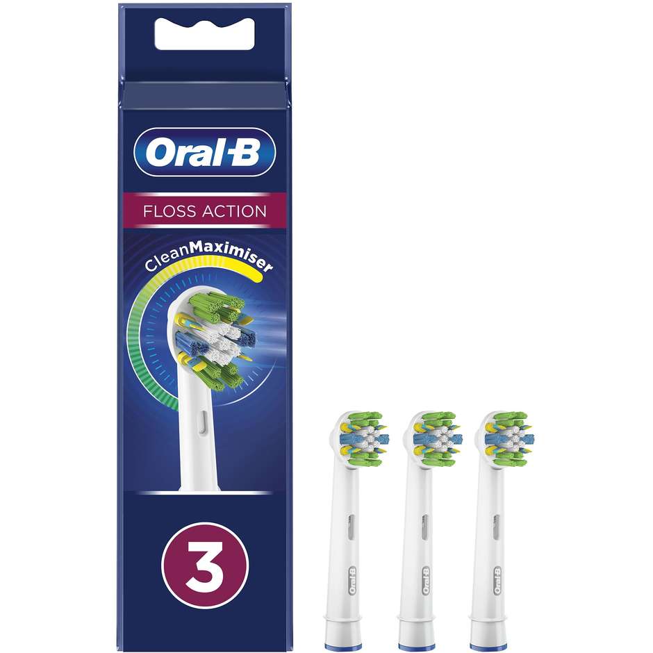 Oral-B Testine di Ricambio FlossAction EB25 Confezione da 3 Pezzi con Setole MicroPulse