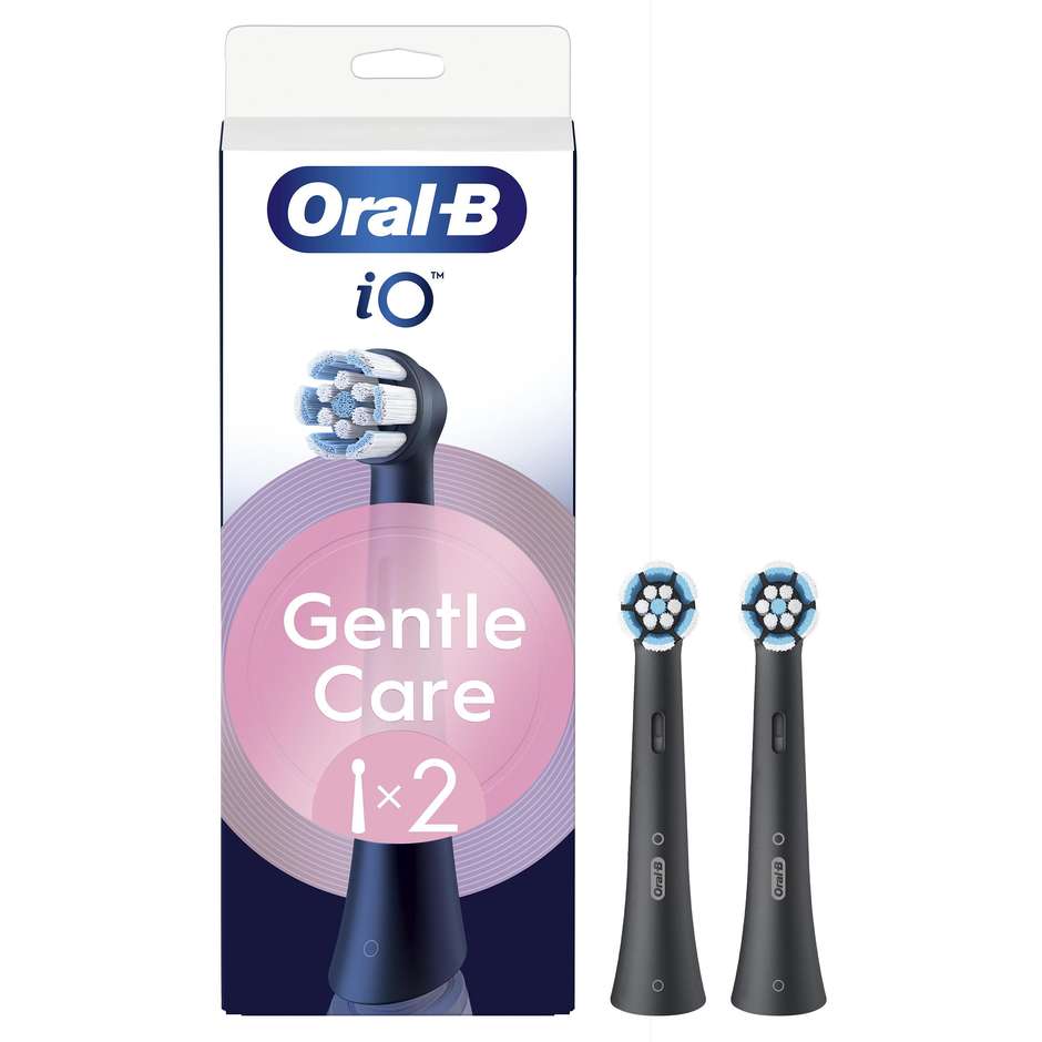 Oral-B Testine di Ricambio iO Gentle Care Confezione da 2 Pezzi Nero per Denti Sensibili