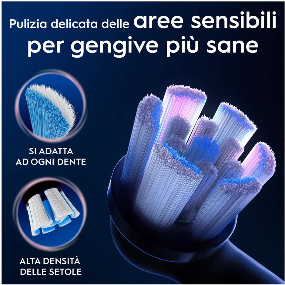 Oral-B Testine di Ricambio iO Gentle Care Confezione da 2 Pezzi Nero per Denti Sensibili