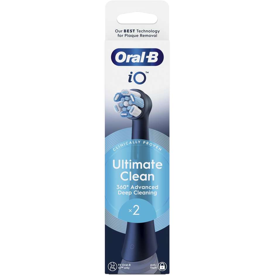 Oral-B Testine di Ricambio iO Ultimate Clean Confezione da 2 Pezzi Nero