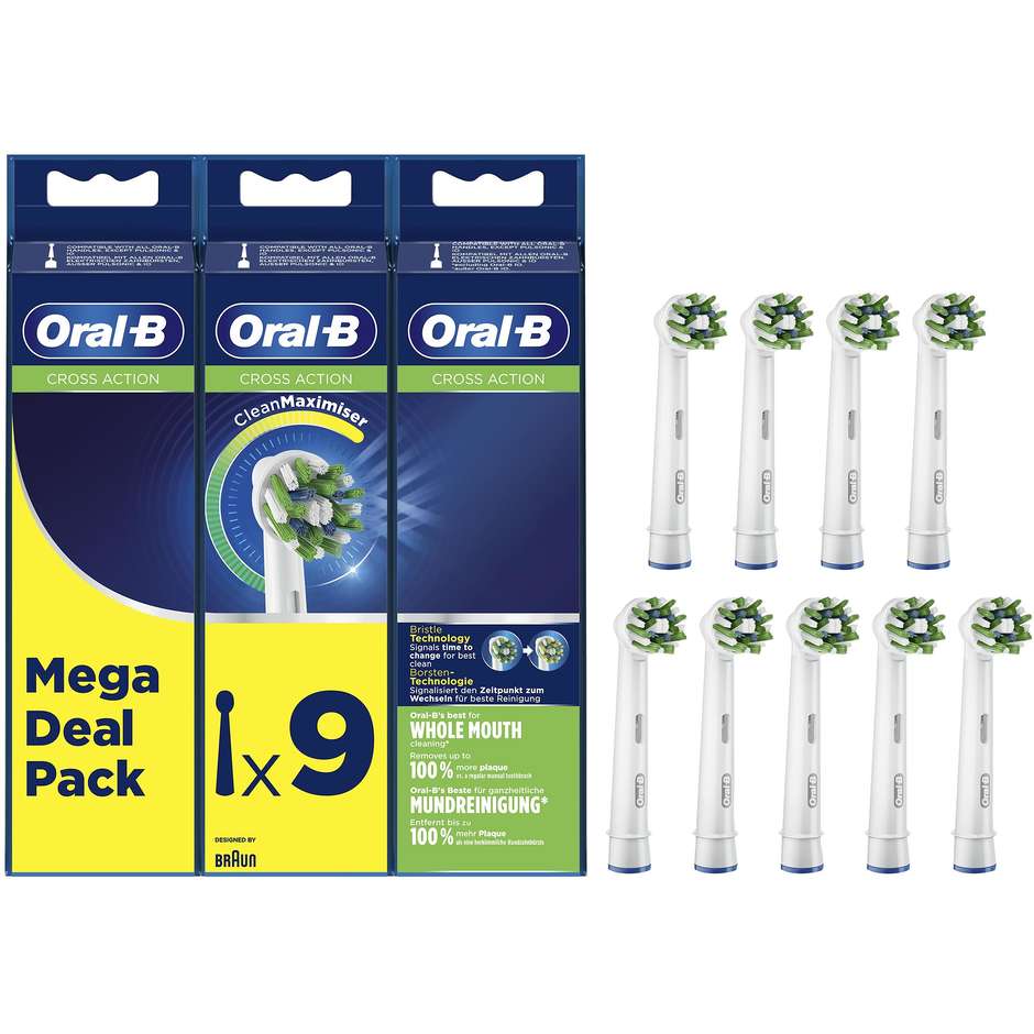Oral-B Testine di Ricambio Originali Confezione Scorta 9 Pezzi (3 Confezioni da 3 Pezzi)