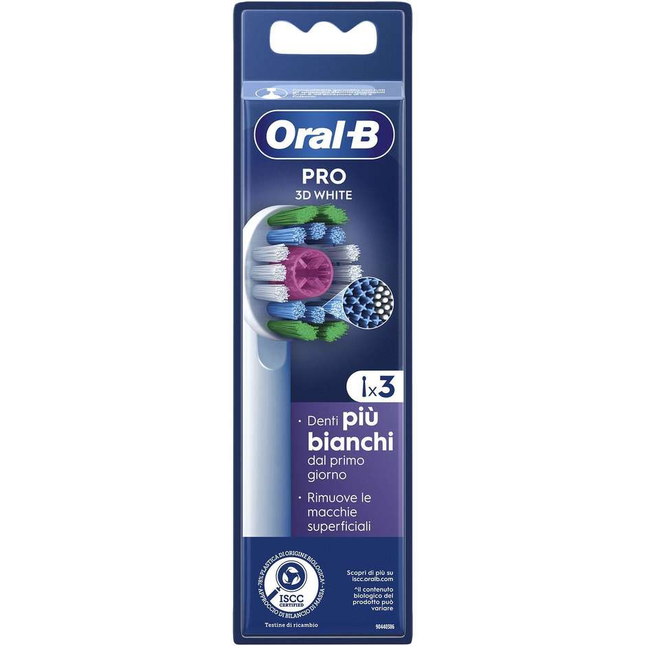 Oral-B Testine Di Ricambio Pro 3D White, 3 Testine Colore Bianco