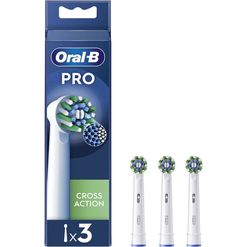 Oral-B Testine di Ricambio Pro CrossAction Confezione da 3 Pezzi con Setole Angolate