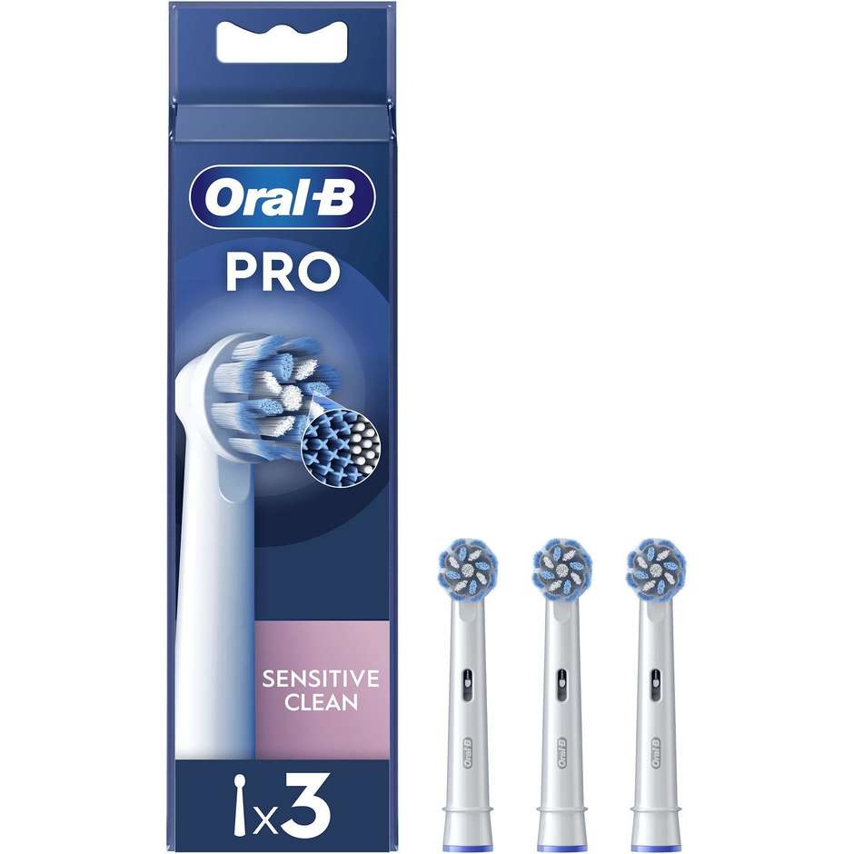 Oral-B Testine di Ricambio Pro Sensitive Clean Confezione da 3 Pezzi per Denti Sensibili