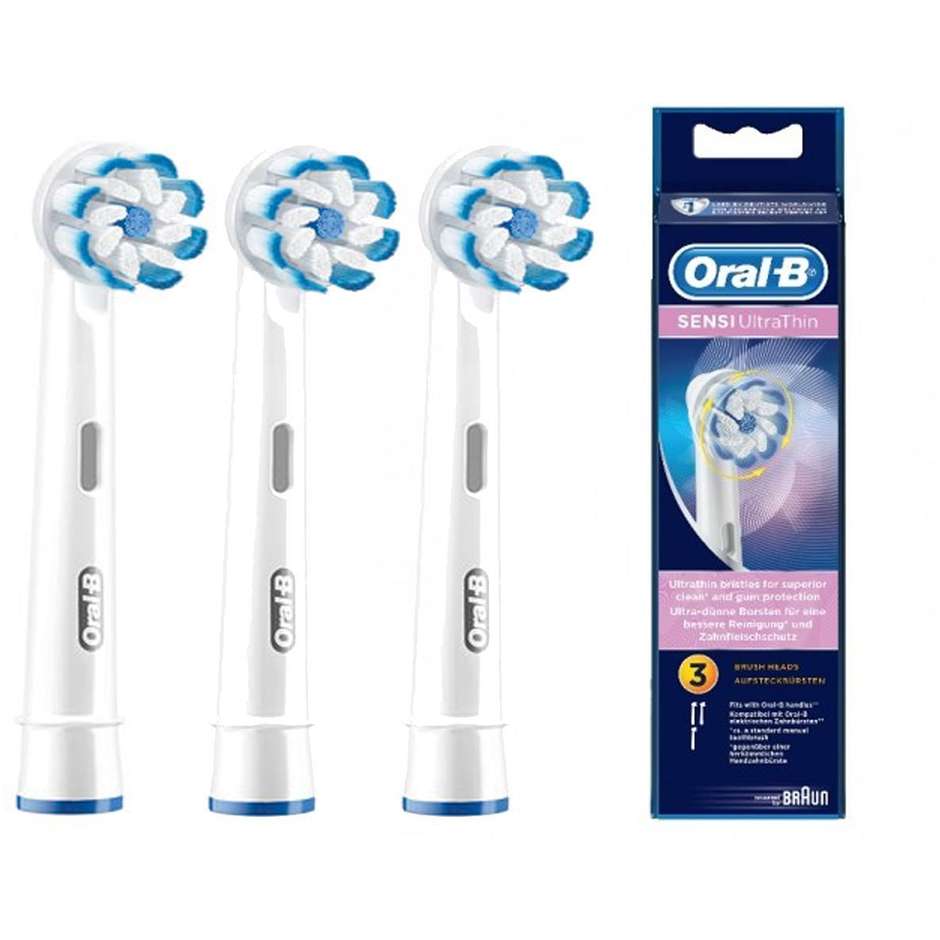 Oral-B Testine di Ricambio Sensitive Clean EB60 Confezione da 3 Pezzi con Setole Ultra-Morbide