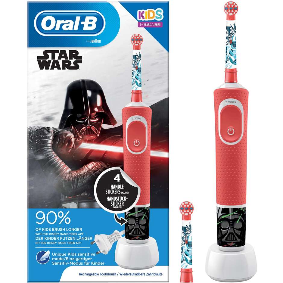 Oral-B Vitality 100 Kids Spazzolino elettrico per Bambini 2 testine Età 3 anni Star Wars