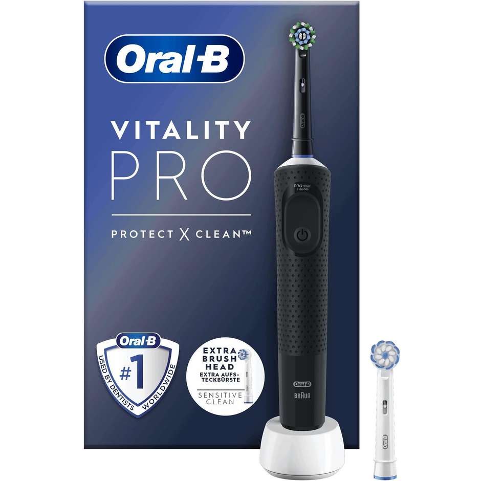 Oral-B Vitality Pro spazzolino elettrico nero con 3 modalità e 2 testine