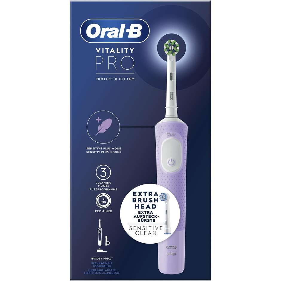 Oral-B Vitality Pro spazzolino elettrico viola con timer e 2 testine