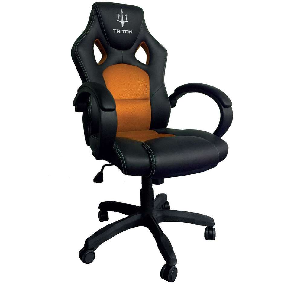 P050-A1-BO Triton A1 sedia gaming altezza regolabile colore nero e arancione