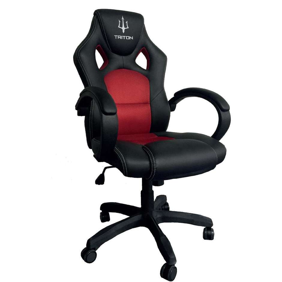 P050-A1-BR Triton A1 sedia gaming altezza regolabile colore nero e rosso