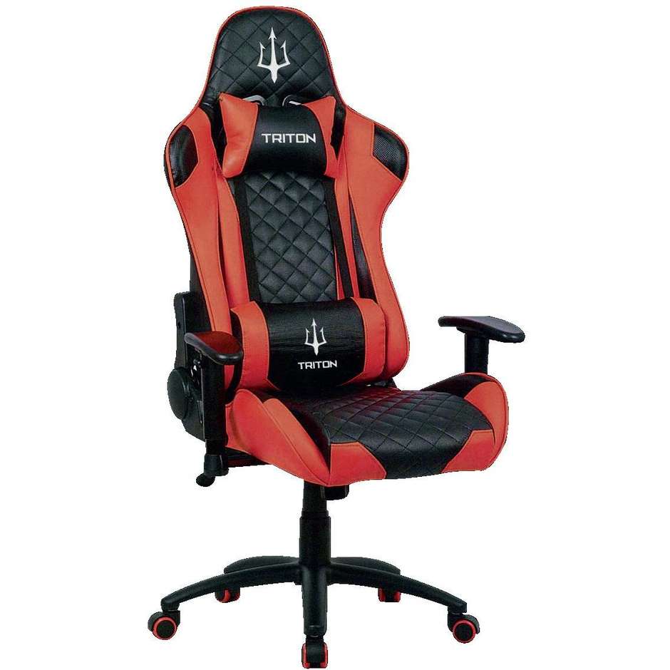 P050-X3-BR Triton X3 sedia gaming con schienale reclinabile e cintura di sicurezza colore nero e rosso