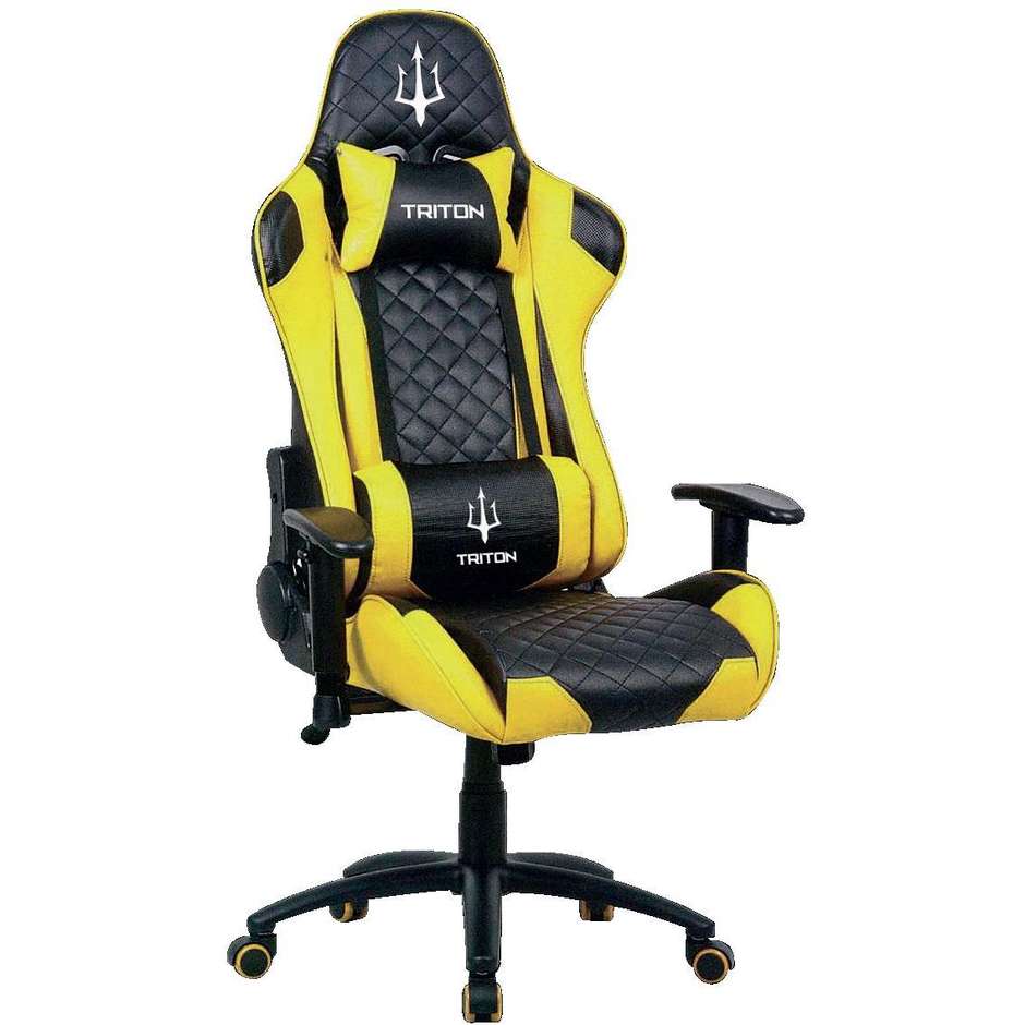 P050-X3-BY Triton X3 sedia gaming con schienale reclinabile e cintura di sicurezza colore nero e giallo