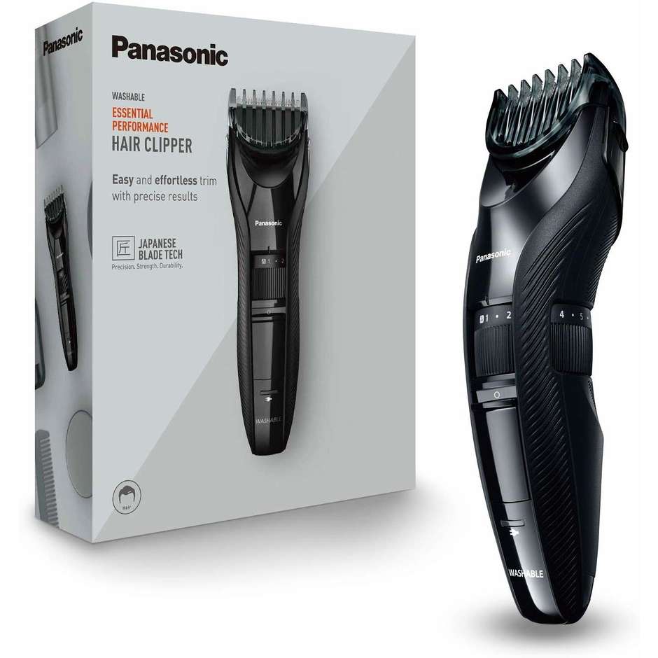 Panasonic ER-GC53-K503 Tagliacapelli Ricaricabile e Rete Lavabile 19 Lunghezze Nero