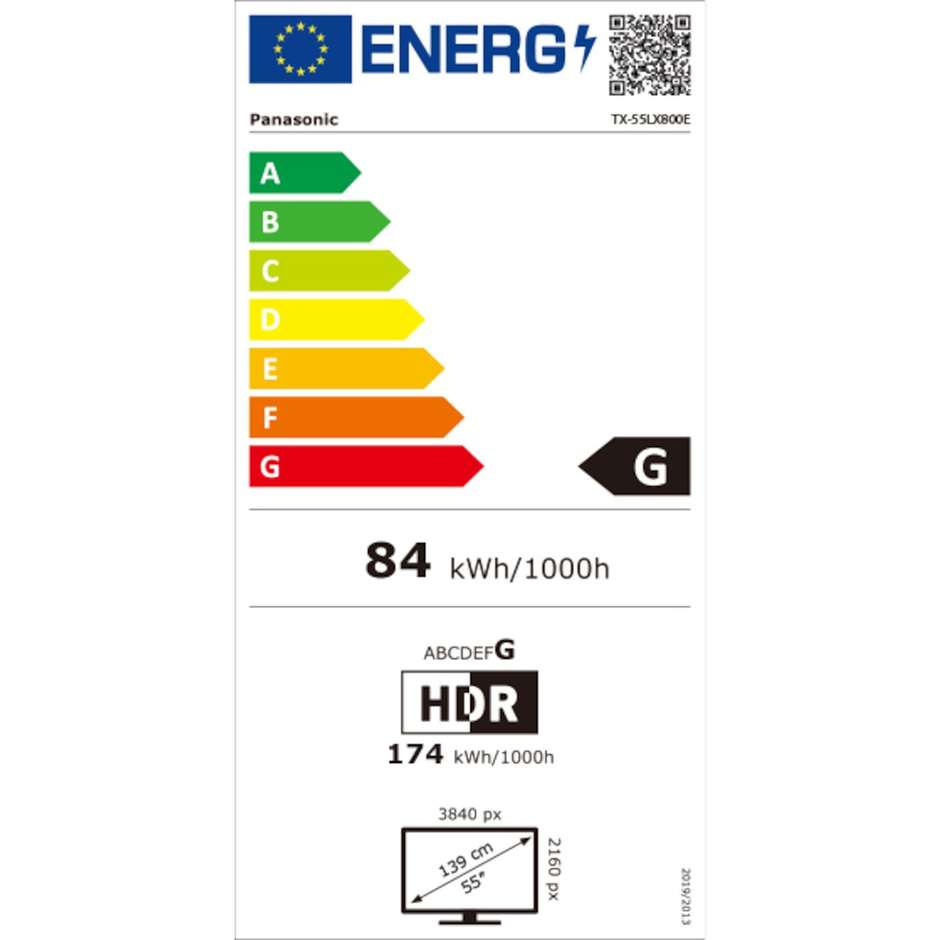 PANASONIC TX-55LX800 Smart TV 55" LED 4K Ultra HD Colore Black