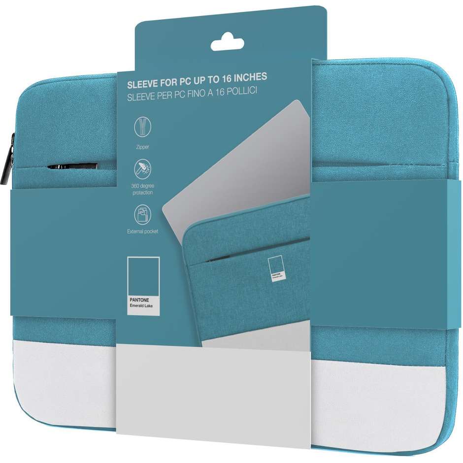 Pantone PT-BPC001G1 Custodia notebook fino a 16 pollici con tasca esterna blu