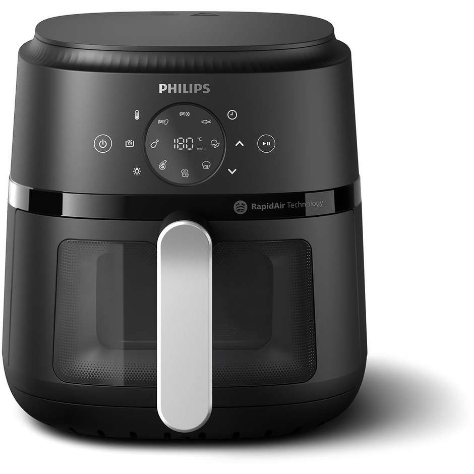 Philips 2000 series NA221/00 Airfryer Friggitrice ad aria Capacita  4.2 Lt Potenza 1500 W App ricettario Colore Nero, Argento