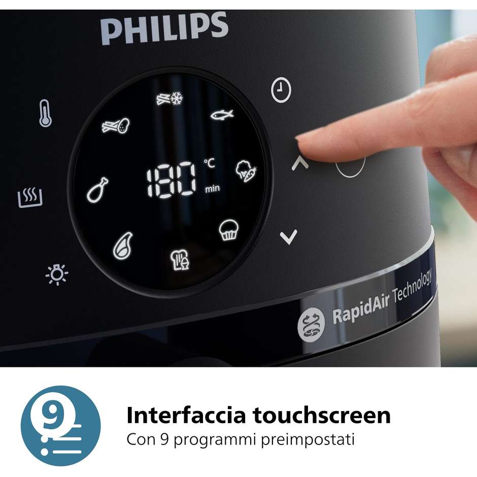 Philips 2000 series NA231/00 Friggitrice ad aria Capacita 6.2 Lt Potenza 1700 W App ricettario Colore Nero