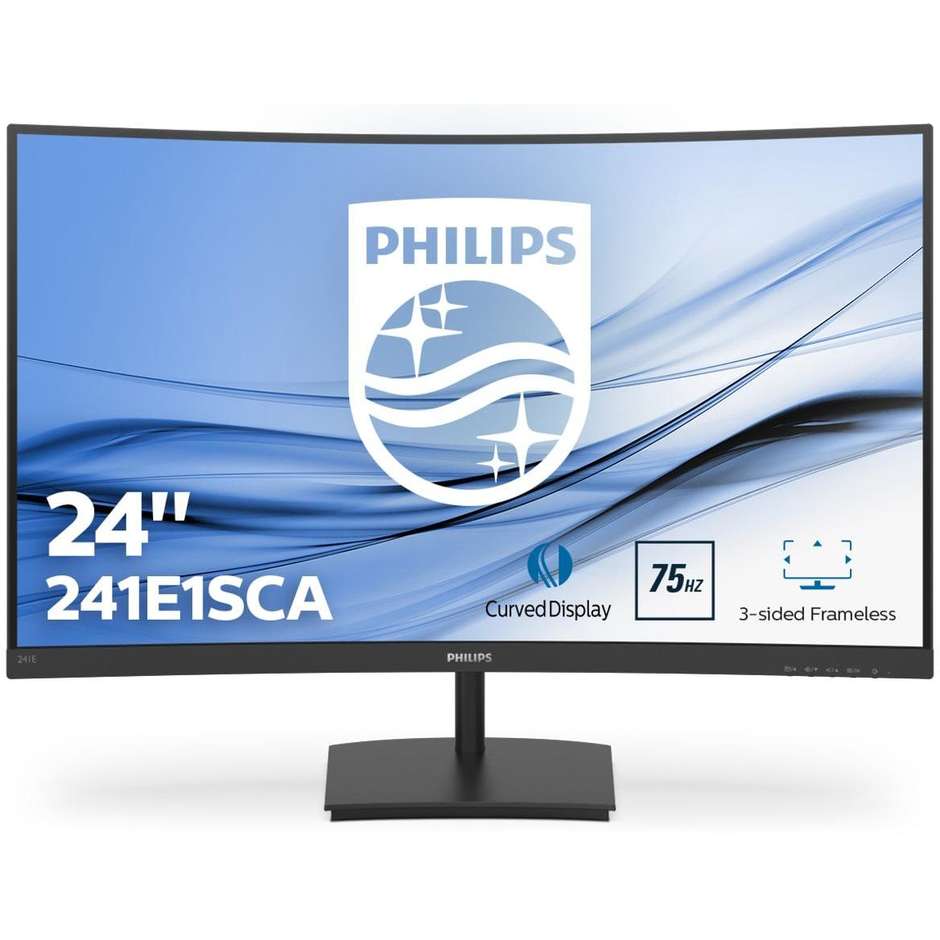 Philips 241E1SCA Monitor PC curvo 23,6'' Full HD Gaming Luminosità 250 cd/m²  classe B colore nero
