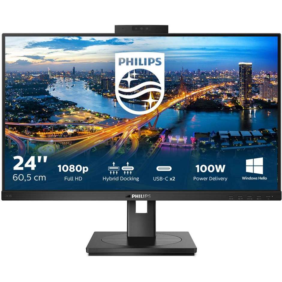 Philips 243B1JH Monitor PC LED 23,8'' Full HD Luminosità 250 cd/m² Classe E colore cornice nero