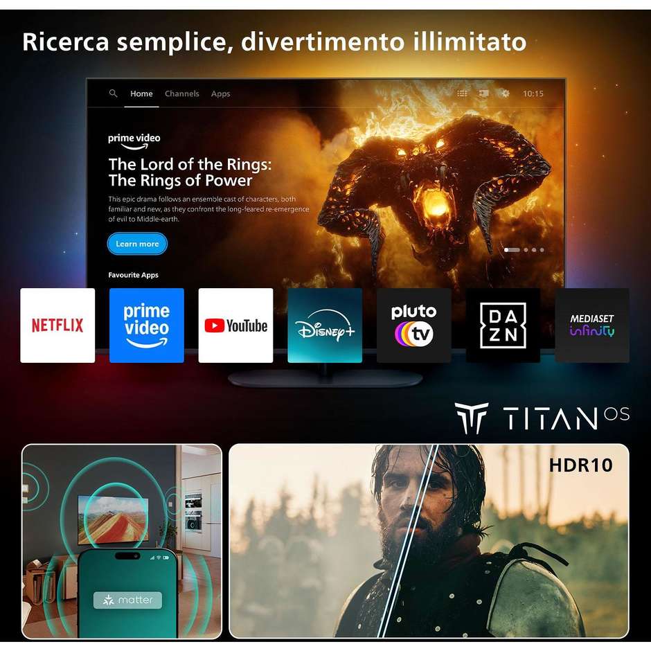Philips 24PHS6000 24" LED HD Smart TV Wi-Fi Classe E Colore Nero