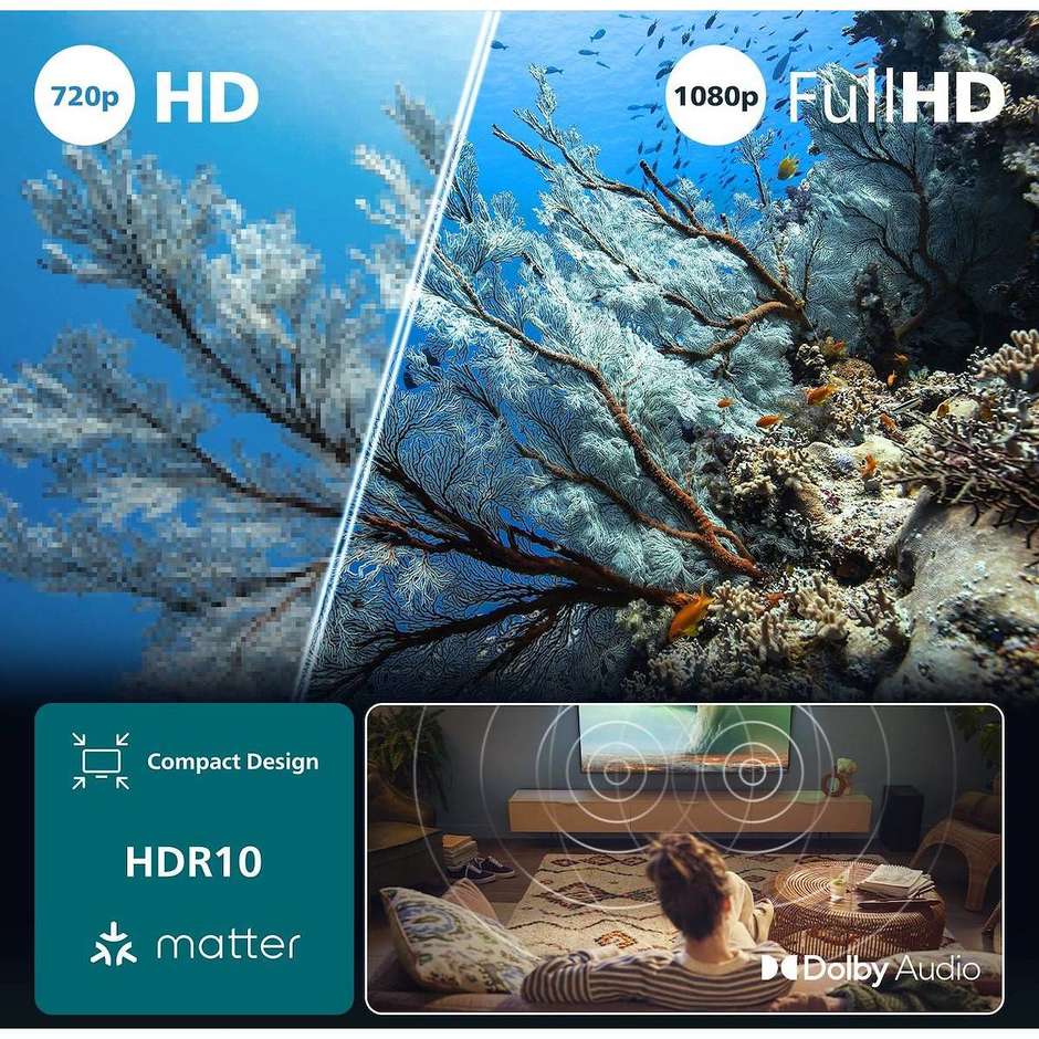 Philips 40PFS6050/12 Smart TV 40" Full HD LED, Titan OS, Wi-Fi, Nero