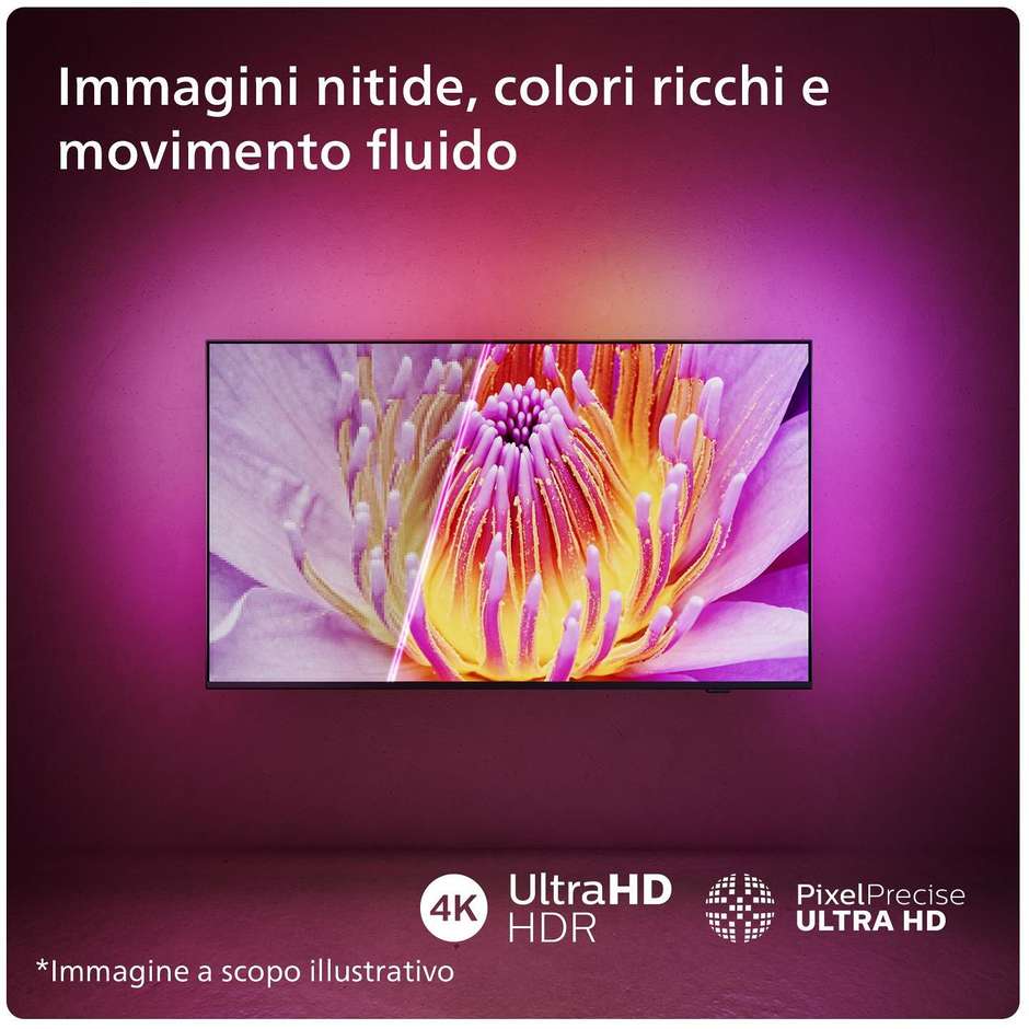 Philips 43PUS80097/12 Tv LED 43" 4K Ultra HD Smart TV Wi-Fi Classe E Colore Nero